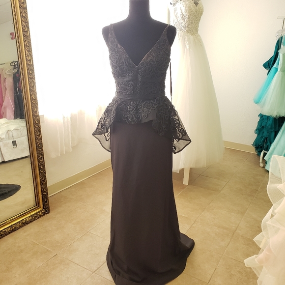 For You Dresses Dresses & Skirts - Black Peplum Braided Design Evening Gown size 8